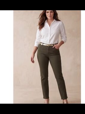 Butter Olive Straight-Leg High-Rise Pants